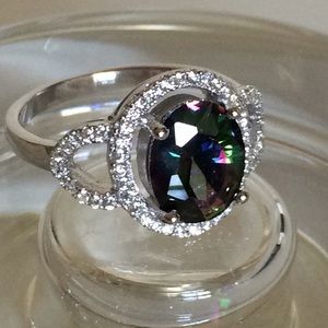 White Sapphire & Green Mystic Topaz ring